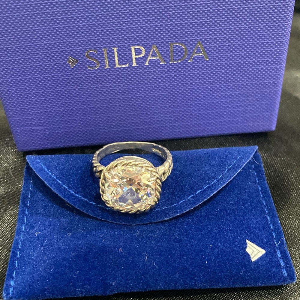 Silpada braided brilliance ring cz silver NIB size 9